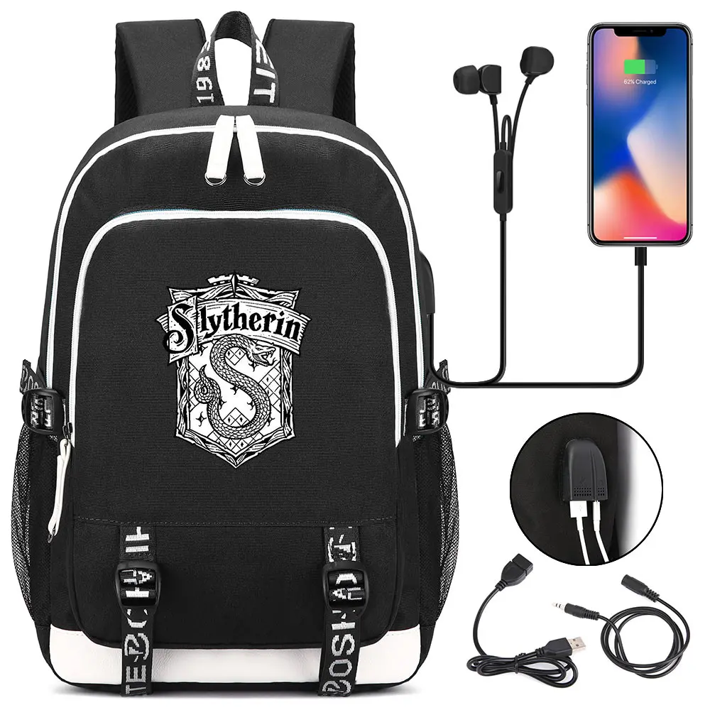 Deathly holows Magic Shool Hogwarts наушники USB Jack для мальчиков и девочек школьная сумка для женщин подростков холст для мужчин ноутбук рюкзак