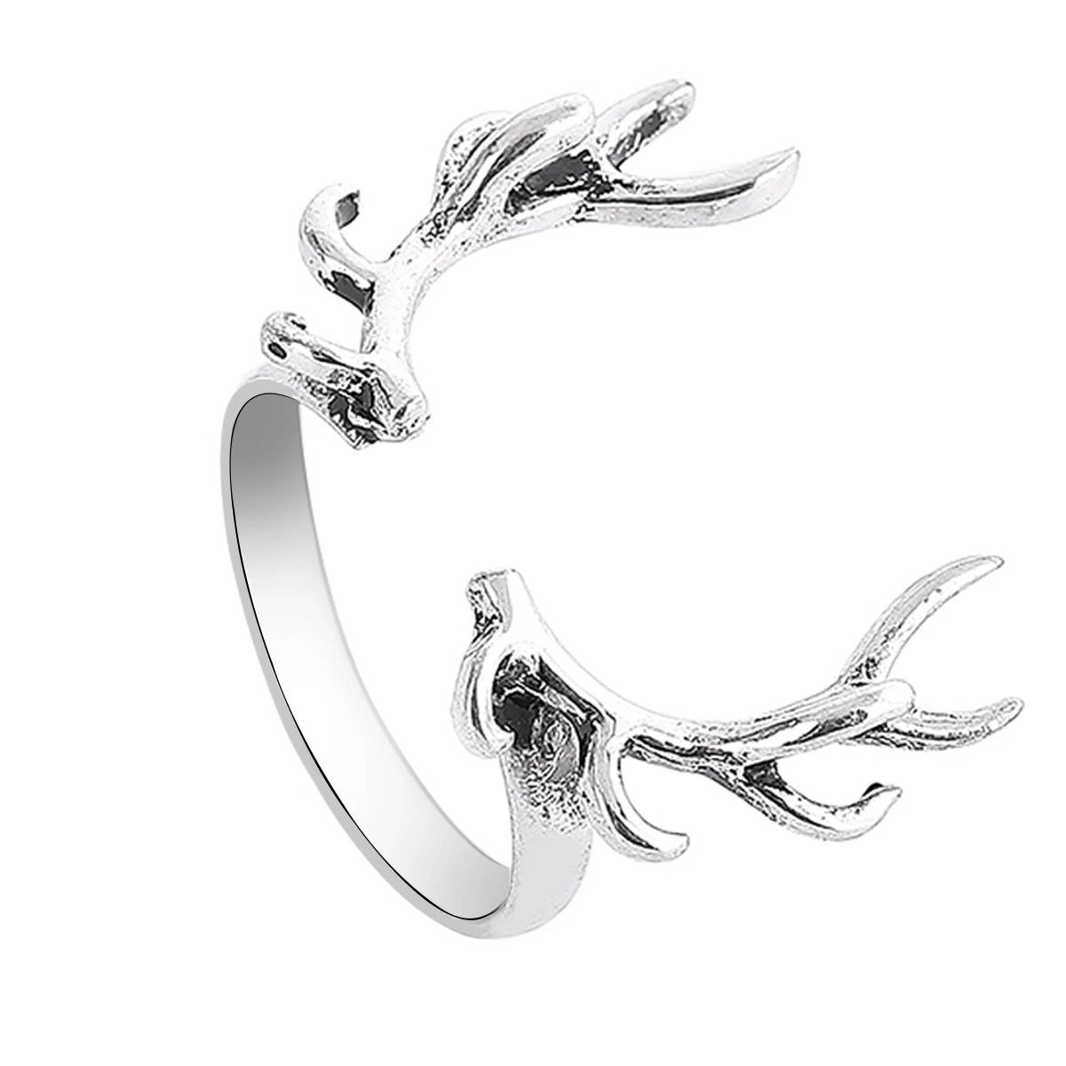 Fashion Deer Antler Midi Knuckle Ring Trendy Open Adjustable Animal Design Rings Shellhard Punk Style Jewelry For Men Femme