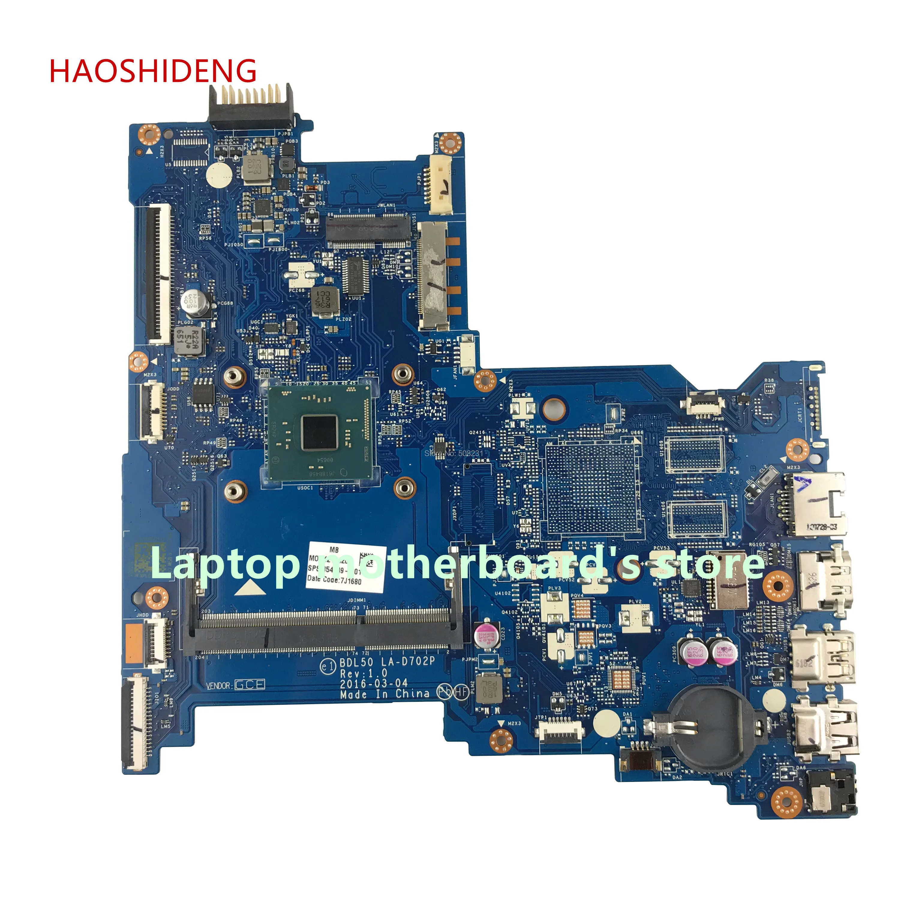 HAOSHIDENG 854949-601 BDL50 LA-D702P mainboard for HP NOTEBOOK 15-AC 15-AY 15-15-AY083NR laptop motherboard with N3160 processor HAOSHIDENG 854949-601 BDL50 LA-D702P mainboard for HP NOTEBOOK 15-AC 15-AY 15-15-AY083NR laptop motherboard with N3160 processor
