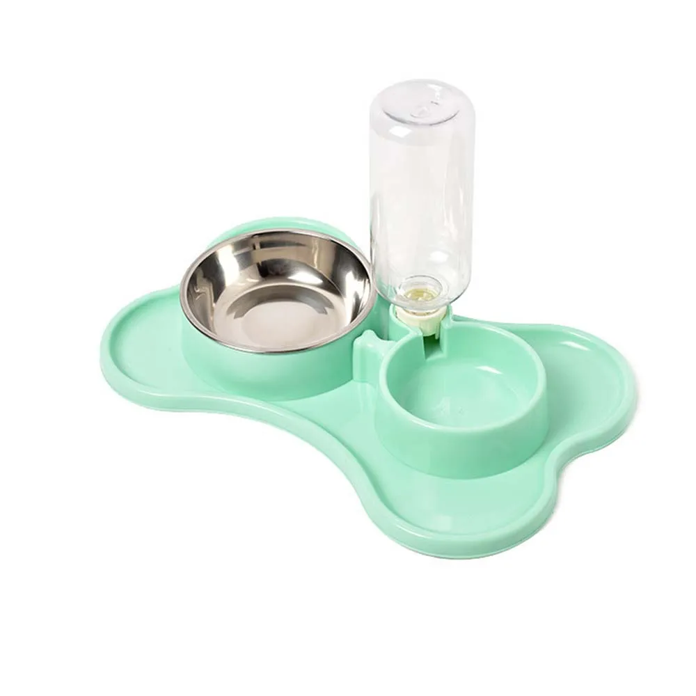 

Portable Dog Cat Automatic Feeder Water Drinking Feeding Basin Bowls Plastic Dual Port food water bowl For Pet supplies