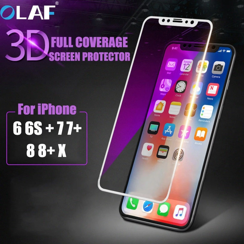 OLAF Full Screen Protective Tempered Glass for iphone X 7 8 Plus 9H Protector Film 6 6s Toughened | Мобильные телефоны и