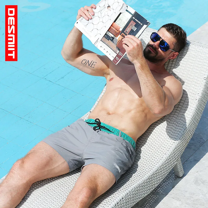 Desmiit обшитые мужские шорты Бермуды для серфинга шорты для плавания быстросохнущие мужские пляжные шорты, для пляжа одежда для плавания спортивная короткая подводка