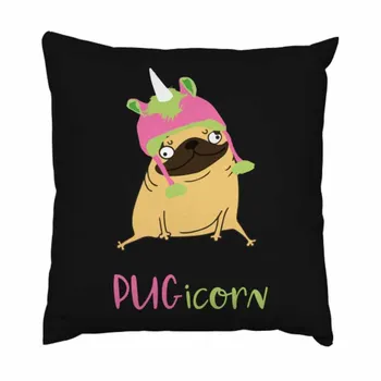 

Funny Pug Unicorn Pug Throw Pillowcase Square Pillow Cover 18x18 Inch
