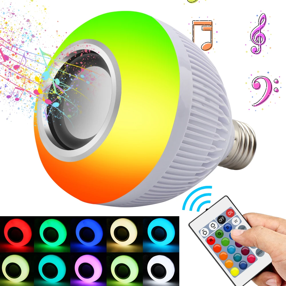 

RGB Wireless Bluetooth Speaker Bulb Music Playing Energy Saving RGB Soptlight E27 LED Light Lamp With Remote Control
