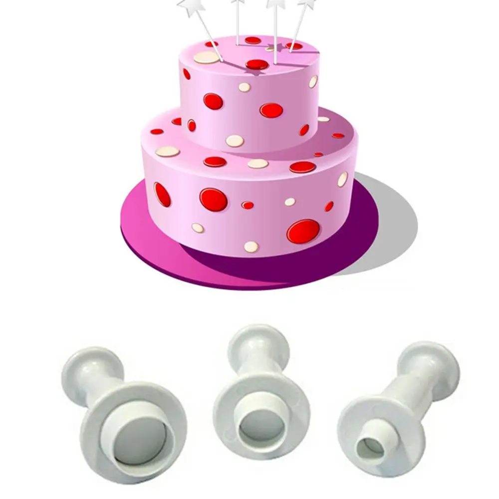 

Fashion 3pcs Round Circle Cake Biscuit Cookies Mold Cutter Plunger Fondant Sugar craft Icing Decorating Birthday Party Supplies