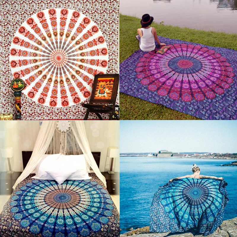 

Handmade Chiffon Indian Mandala Tapestry Hippie Home Decor Wall Hanging Boho Beach Towel Yoga Mat Bedspread Table Cloth Yoga Mat