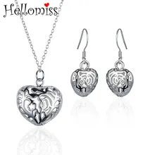 Wedding Jewelry Sets for Women Hollow Heart Pendant Necklace Earrings 2 Pcs Bridal Jewelry Set Costume Jewelry Femme Bijoux high grade bridal wedding flowers dream korean drop necklace earrings hollow butterfly jewelry sets married bride jewelry