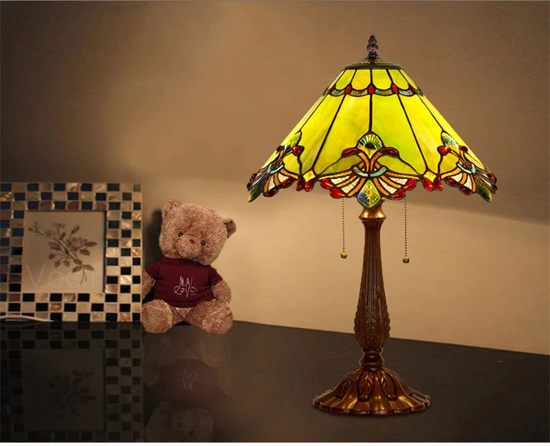 Витражи для дома в стиле арт-деко Tiffanylamp, большие винтажные Роскошные Настольные лампы для спальни, гостиной, офиса, украшения