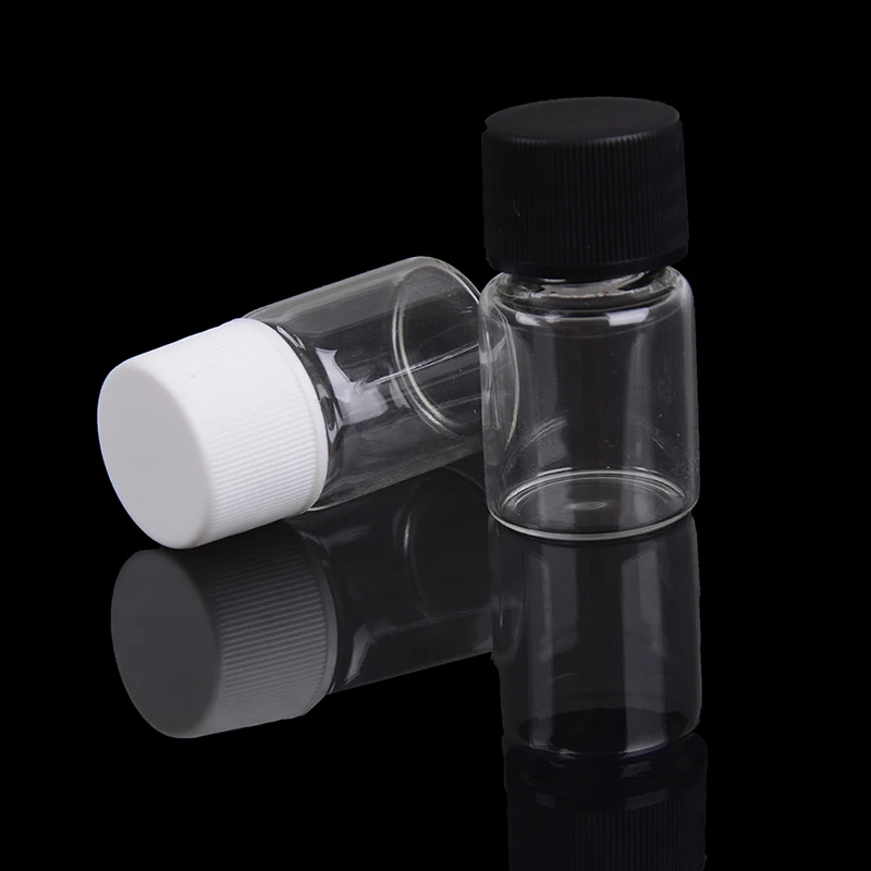 1pcs 5ml Mini clear Glass Bottle With Orifice Reducer And Cap Small Essential Oil Vials Bottle