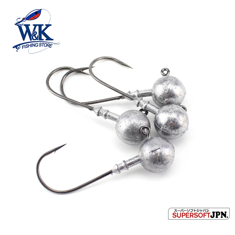 

W&K Fishing Hooks at 5g/7g/10g/20g Jig Head for Soft Lures with MUSTAD Hooks
