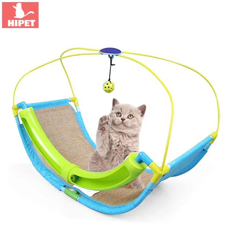 

HIPET Cat Cradle Bed Toys Multi-function Care Claw Linen Sisal Scratch Board Mat/Funny Educational Bell Ball Cats Toy Supplies