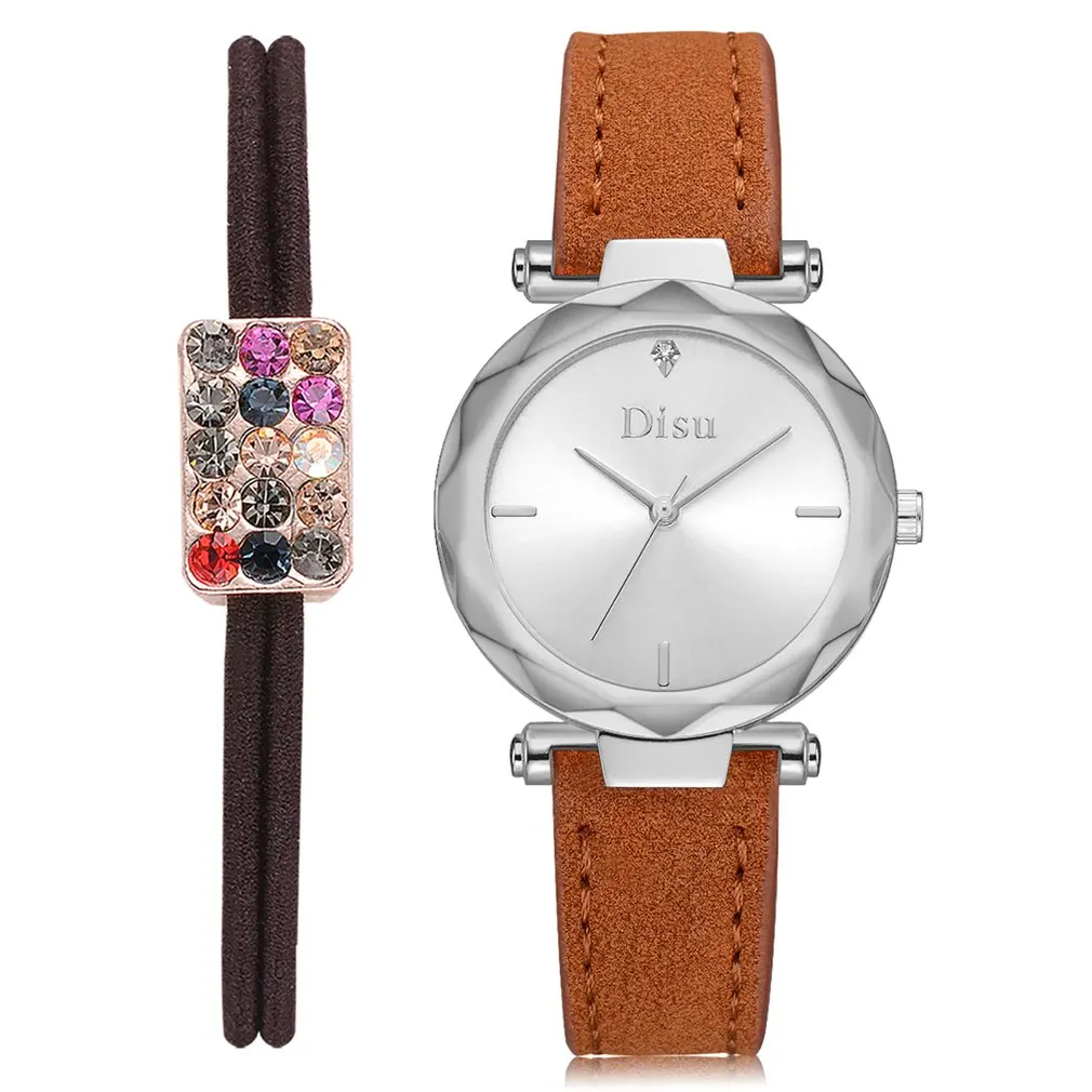 Женские кварцевые часы с браслетом кожаный ремешок Кварцевые аналоговые наручные часы Простой дизайн модные женские наручные часы