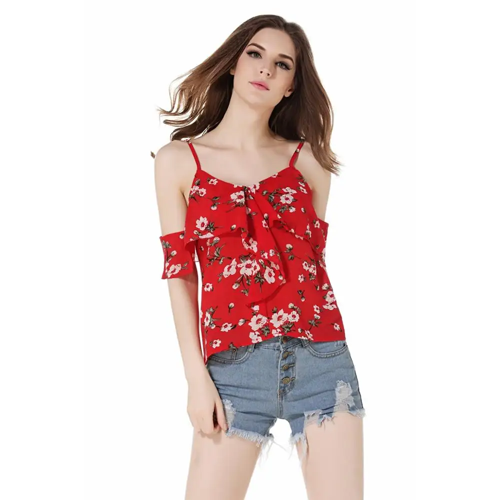 Sexy Cut off shoulder out short sleeve camisole tank tops Spagehetti ...
