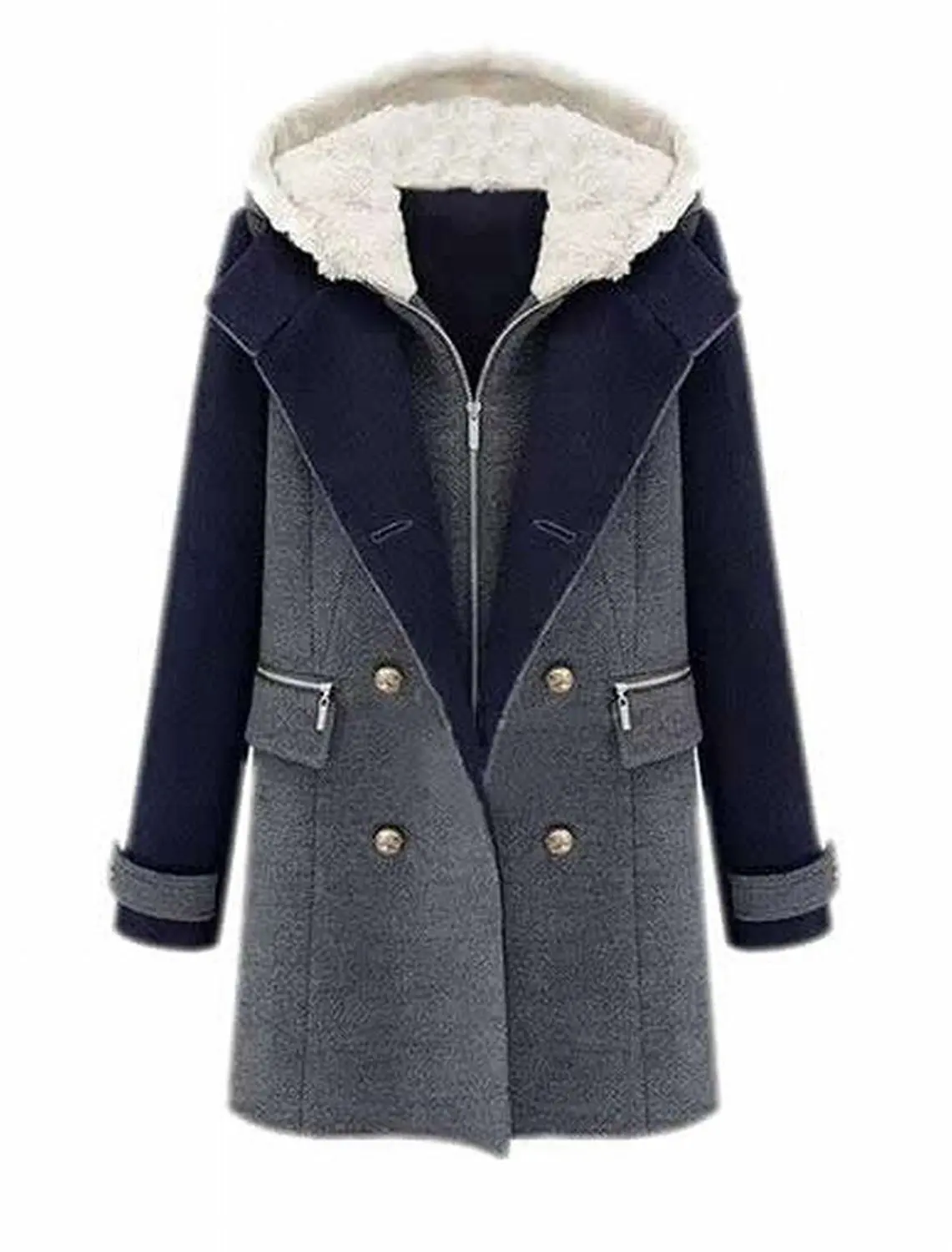 Hooded Pea Coat Womens - JacketIn