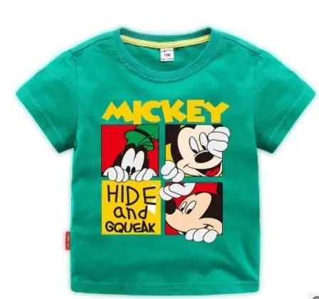 Футболки с коротким рукавом для девочек и мальчиков г. летняя футболка с рисунком Микки Мауса, хлопковые топы для маленьких девочек, детская одежда - Цвет: green