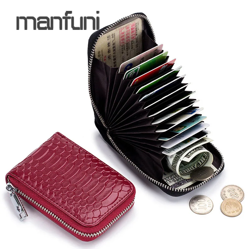 

Serpentine Credit Card Holder Wallet Women Men Black Genuine Leather Bank Card Holder Coin Bag Purse Travel Wallet Cardholder