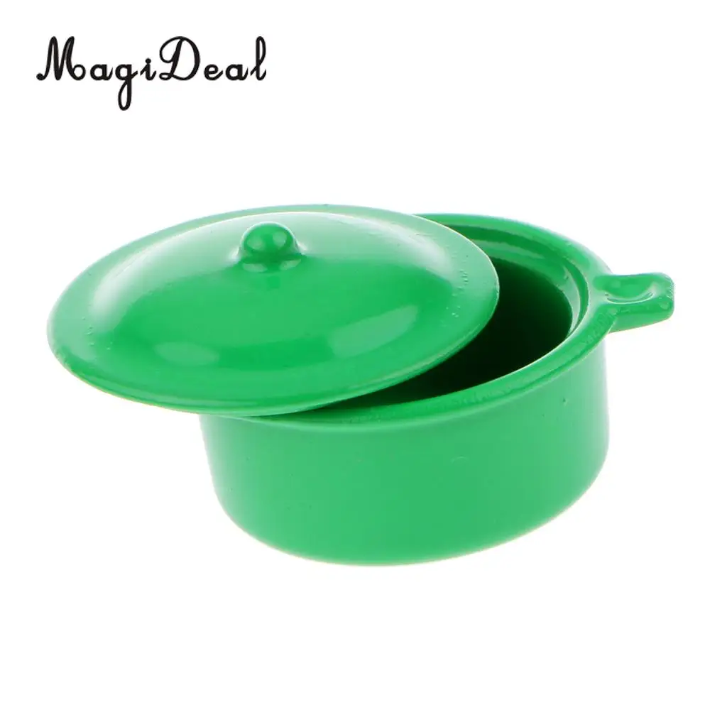 1Pc Alloy 1/12 Dollhouse Miniature Kitchen Kitchenware Utensil Casserole Stock Pot for Dolls House Children Pretend Play Toy