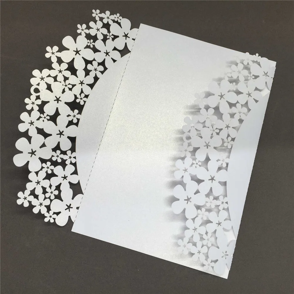  40 PCS Romantic Iridescent Paper Wedding Invitation Card Carved Flower Pattern Hollow Out Crafts Ca - 32761028628