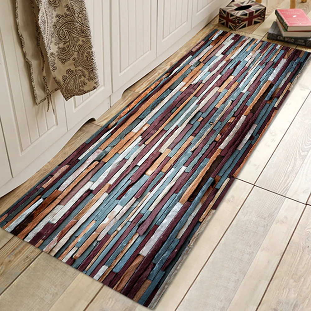 

3D simulation Wood grain pattern carpet customize Bedside carpet Non-slip crawling mat Living room carpet bedroom floor mat