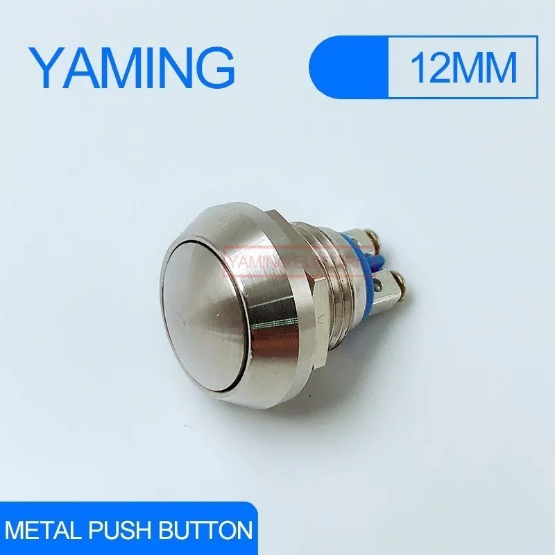 

Reset Metal Push Button Switch 12mm 3A 220V waterproof IP65 spherical ball head ar horn door control switch 2 screw foot V015
