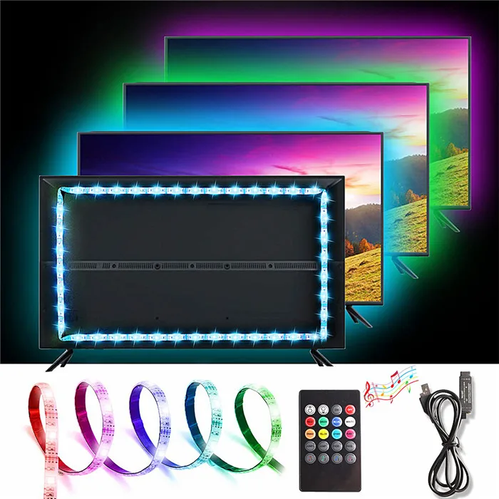 DC5V USB Светодиодная лента 5050 RGB лента с 20key ИК-пультом дистанционного управления музыкой датчик звука 1 м 2 м 3 м DIY Светодиодная лента световой полосы ТВ