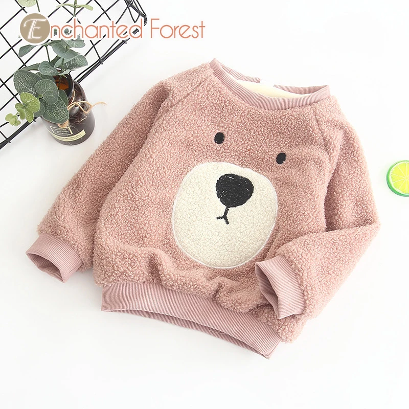 

Children's Sweatshirts 2018 Autumn Children's Clothes Girl Boy Cartoon Bear Pattern Fleece Round Neck Long Sleeve Thick Jacket