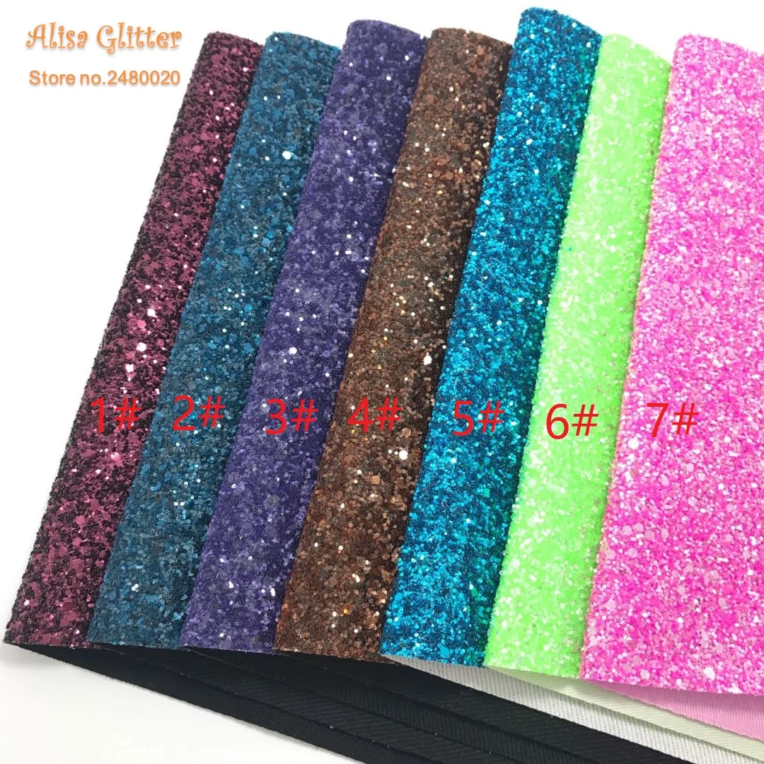 

1PCS A4 SIZE 21X29cm Alisa Glitter Cuero Sintetico Synthetic Leather Faux Leather Chunky Glitter Leather for DIY D11