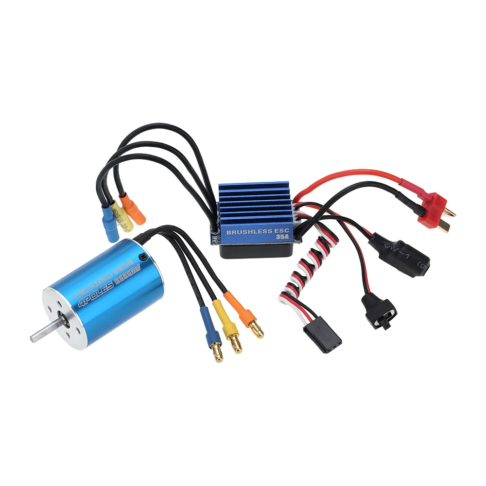 

2838 3600KV 4P Sensorless Brushless Motor & 35A Brushless ESC Electronic Speed Controller for 1/14 1/16 1/18 RC Car