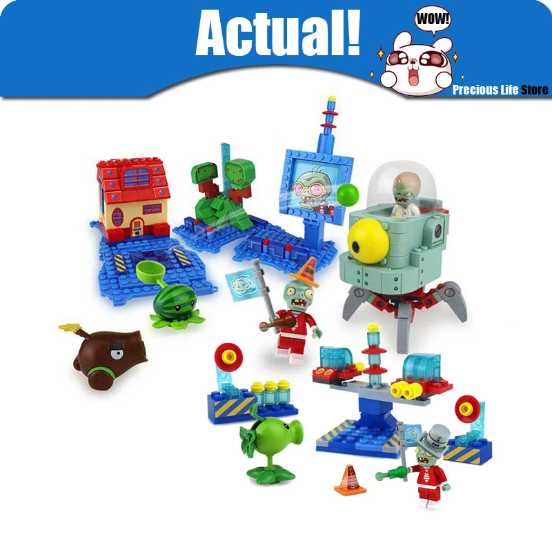 

Plants vs Zombies Peashooter Plastic mini Anime Action Figures Model Building Blocks Bricks DIY Toys For Children Brinquedos