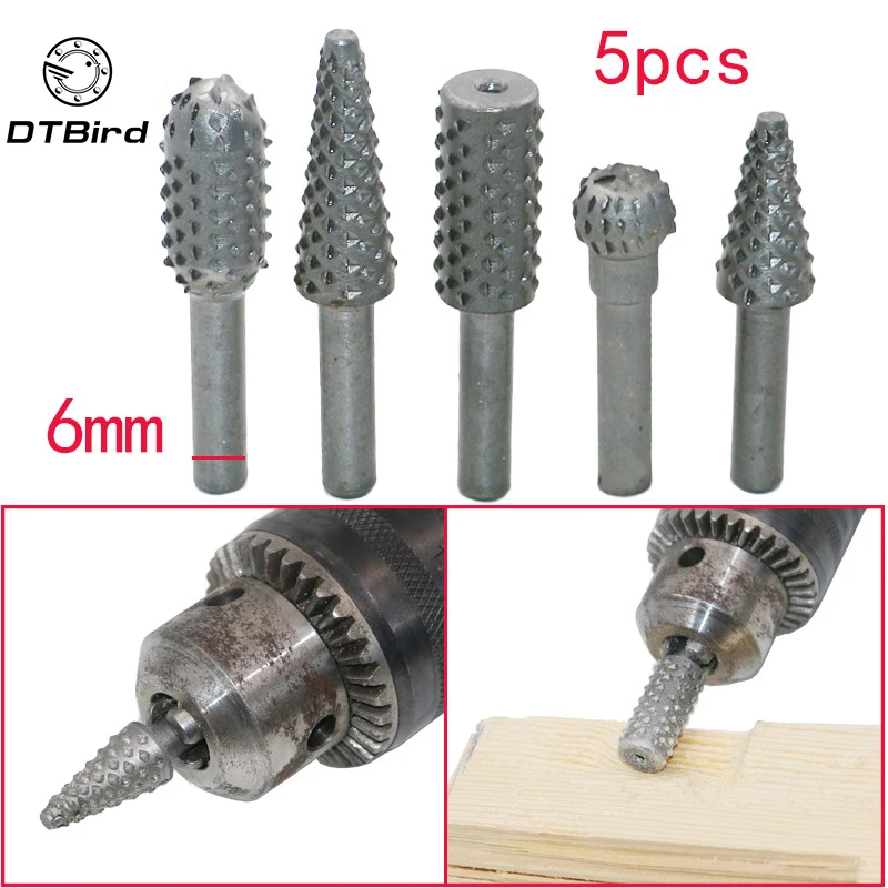 

5 Sets Of Wood Special-Shaped Rotary File Wood Carving Knife Wood File Grinding Head Embossing Rotary File