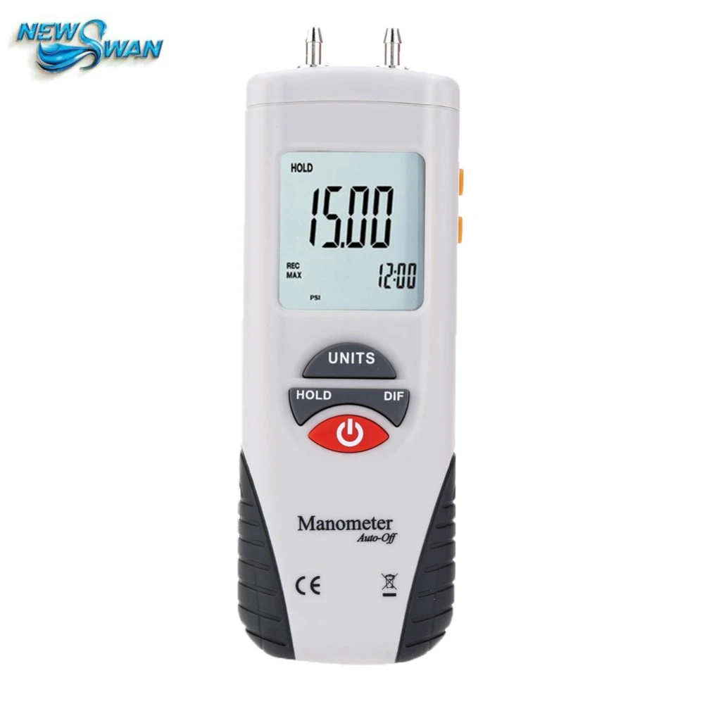 Digital Manometer Air HVAC Gas Pressure Meter & Manometer Dual Port Differential Pressure Gauge Tester with Backlit LCD Display and Testing Probe Digital Manometer Air HVAC Gas Pressure Meter & Manometer Dual Port Differential Pressure Gauge Tester with Backlit LCD Display and Testing Probe