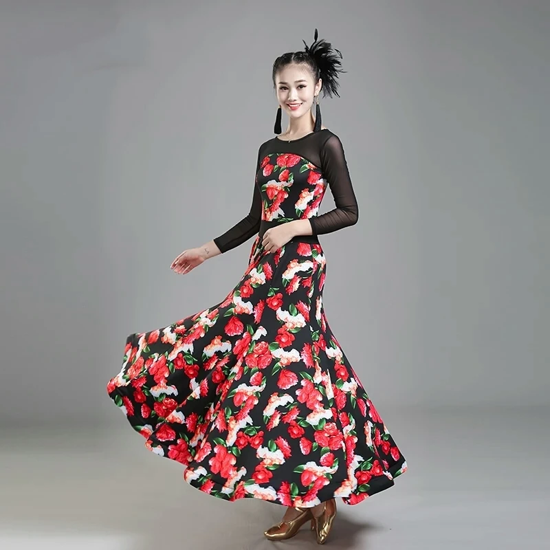 4 colors Lady Ballroom Dancing Dress Modern Dance Competition Costume women Waltz Tango Foxtrot Quickstep dresses Promotion