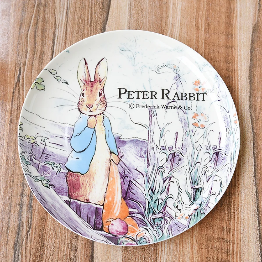 Western Creative Time Rabbit Flat Plate Fruit Plate Home Essential New Bone China Ceramic Tableware Lovely