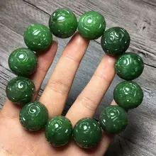 Российского природного шпинат зеленый яшма Бусины стрейч браслет 19.6 мм AAAAA