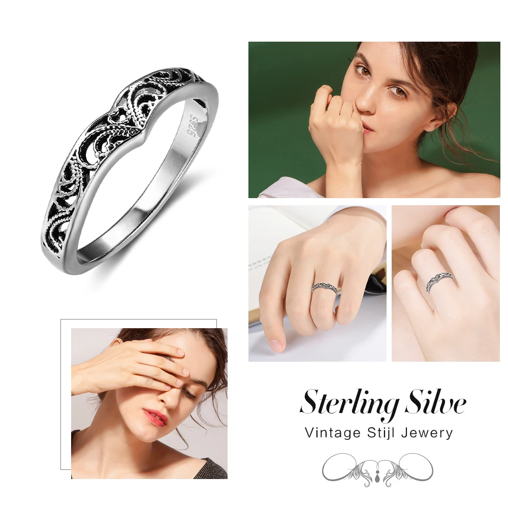 Bohemia Style Fashion Victorian Solid 925 Sterling Silver Jewelry Women Rings For Party Gift for Her (JewelOra RI102351)