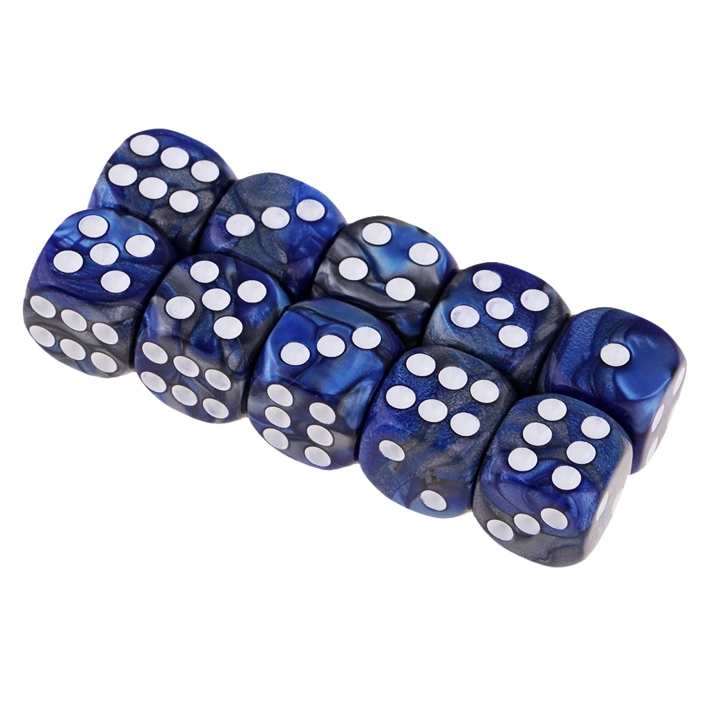MagiDeal 10pcs 6-Sided Dice Set Bright Colors 16 mm Dice Game Multi-Sided Dice for Board Games Casino Gifts Teaching