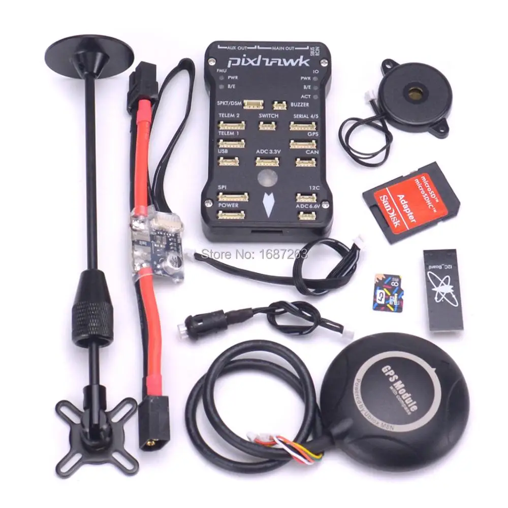 

PX4 Pixhawk 2.4.7 Pix 2.4.6 32 bit ARM Flight Controller with M8N GPS / 8G TF Card / Power Module / I2C Module for FPV RC S550