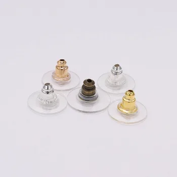 100pcs/lot Gold Post Nuts Silicon Stud Earring Back Blocked Ear Plugging For Earrings Stoppers Jewelry Making Accessories new round ball shape ear back ear plugging blocked ear stud earring stopper transparent plastic silicone earrings diy jewelry