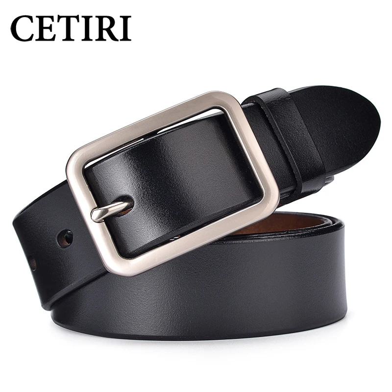 CETIRI New Square Pin Buckle Belts for Women High Quality Genuine Leather Women Belt for Jeans Designer Brand Wide Female Strap|Women