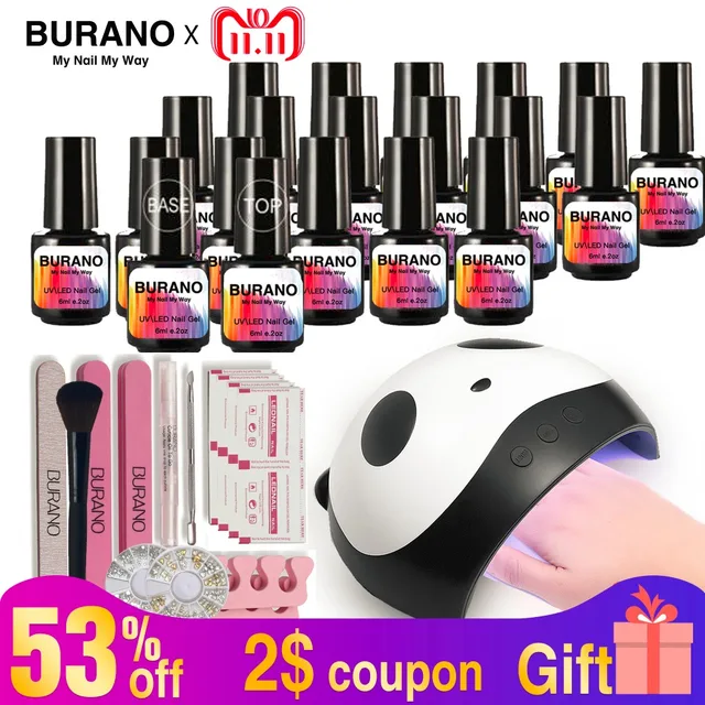 Burano Nail Polish Kit 36w Led Fast Lamp Dryer Set 20 Soak Of Burano Nail Polish Kit 36w Led Fast Lamp Dryer Set 20 Soak Of
