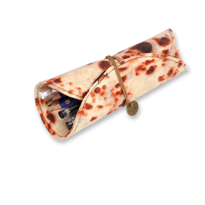 

Novelty Pancake Design Pencil Bag Students PU Leather Pencil Roller Box School Supplies Kids Gift Large Capacity Pen Bags