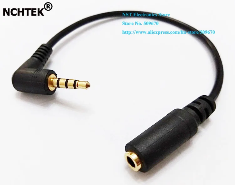 

NCHTEK 90 Degree Right Angled 3.5mm 4pole Audio Stereo Male To Female Extension Cable About 20CM/Free shipping/2PCS