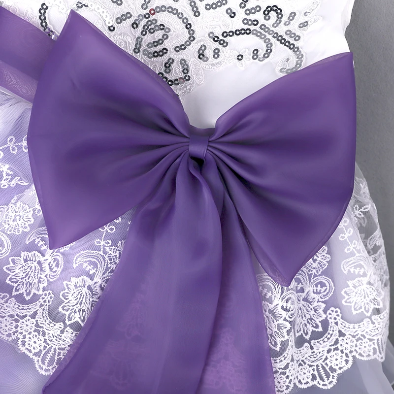 Doz437/платье для девочек от 3 до 8 лет с цветочным рисунком и пайетками, фиолетовое пышное свадебное платье для невесты г. Летние праздничные платья для принцессы