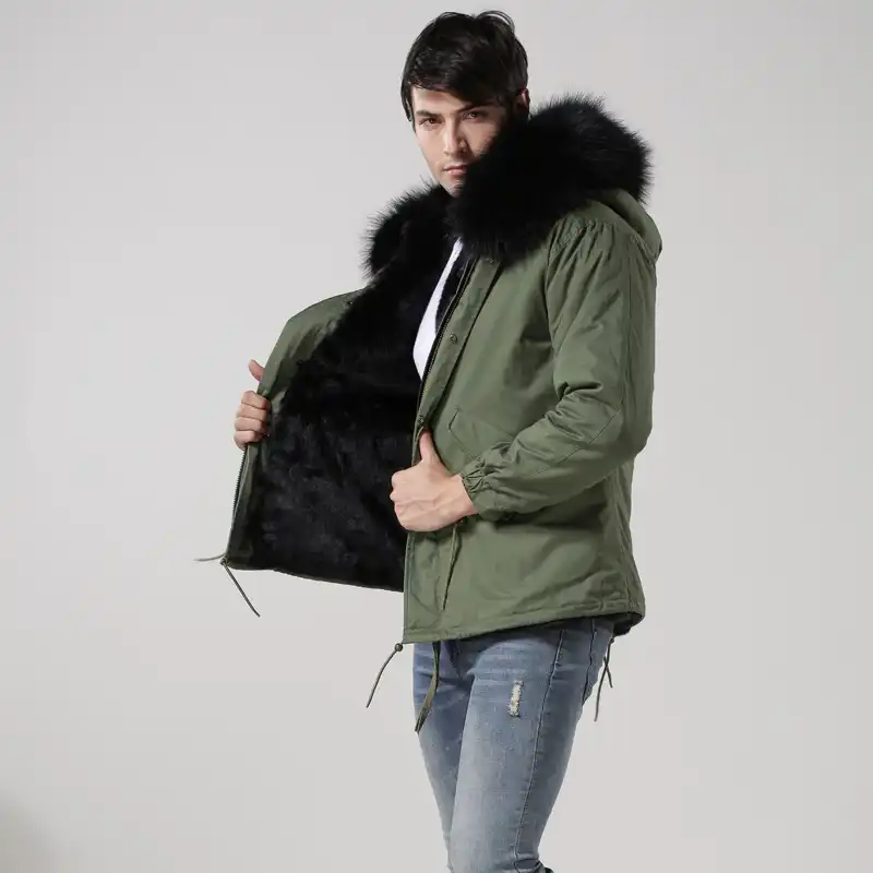 green jacket with fur hood mens