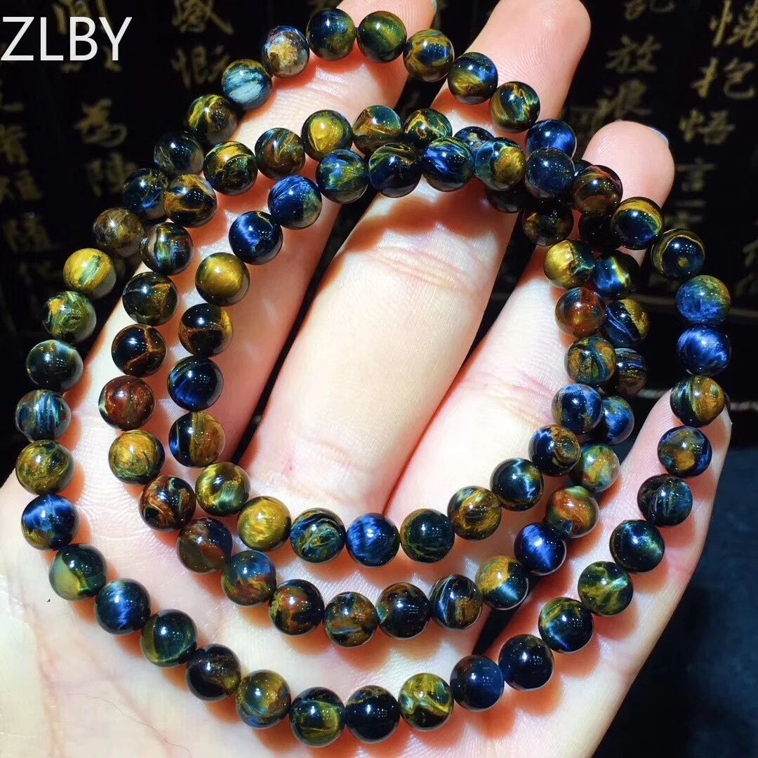 

B29907 6mm Natural Crystal Namibia Pietersite Bracelet Blue Red Beads Stone Round Bead Bracelets Man Women