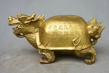 

christmas 8" China Brass Longevity Shou Dragon Turtle Tortoise Myth Evil Beast God Statue halloween