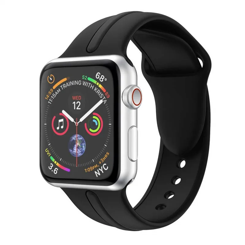 Спортивный ремешок для Apple Watch Series 4 44 мм 40 из мягкого силикона сменный наручных