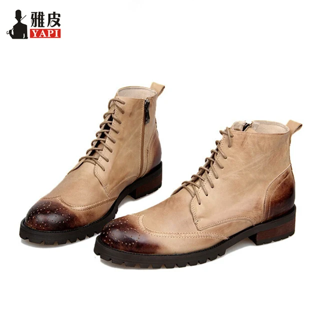 Echtes Leder Herren Lace Up Reitstiefel Flügel Tipps Brogue Carving ... Echtes Leder Brogue Herren Lace Up Reitstiefel Flügel Tipps Brogue Leder Carving ... 3805c5