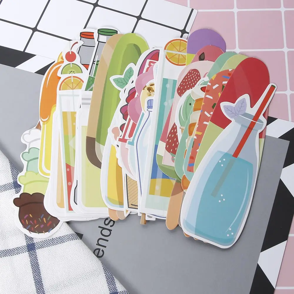 

30pcs/box Vintage Soft Drink Ice Cream Summer Bookmark Paper Stationery School Film Bookmarks Book Holder Clips School Supplies