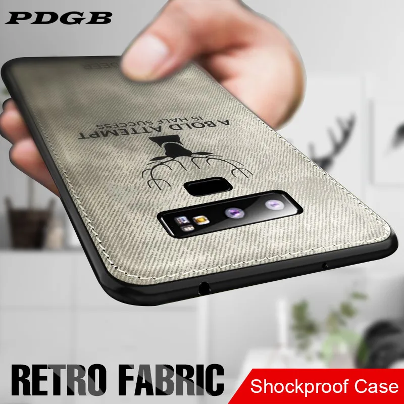 

PDGB Rugged TPU Case For Samsung Galaxy S8 S9 Plus Note 9 8 J4 J6 2018 J3 J5 J7 2017 EU Cloth Pattern Back Cover Elk Deer Shell